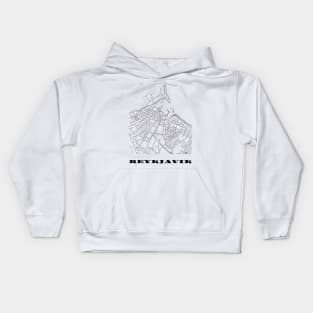 Map of Reykjavík, Iceland Minimalist Line Drawing Kids Hoodie